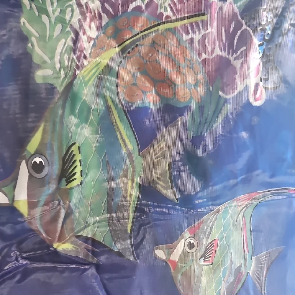 Ocean-Themed Fish Print Shower Curtain